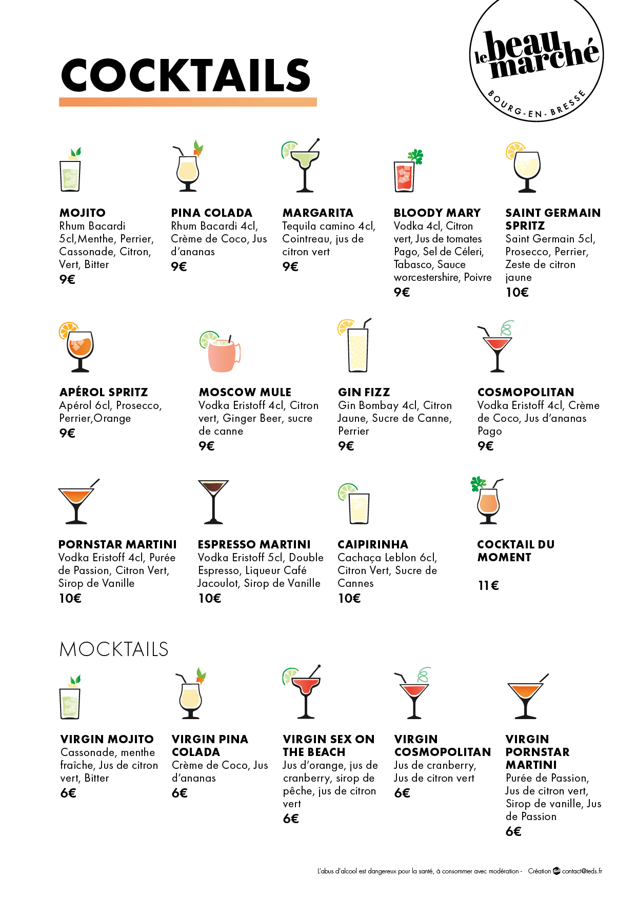 Menu Cocktails