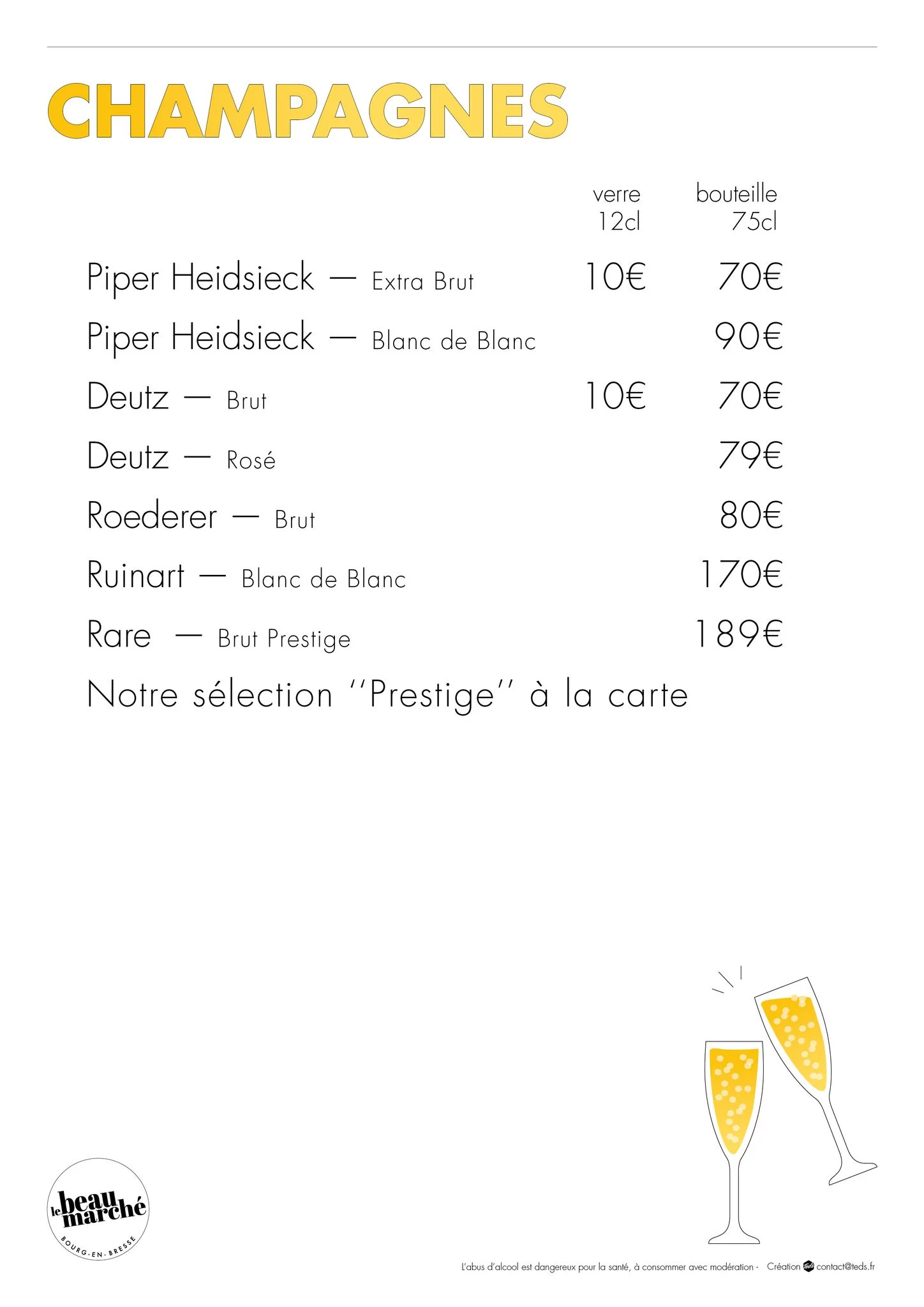 Menu Champagnes