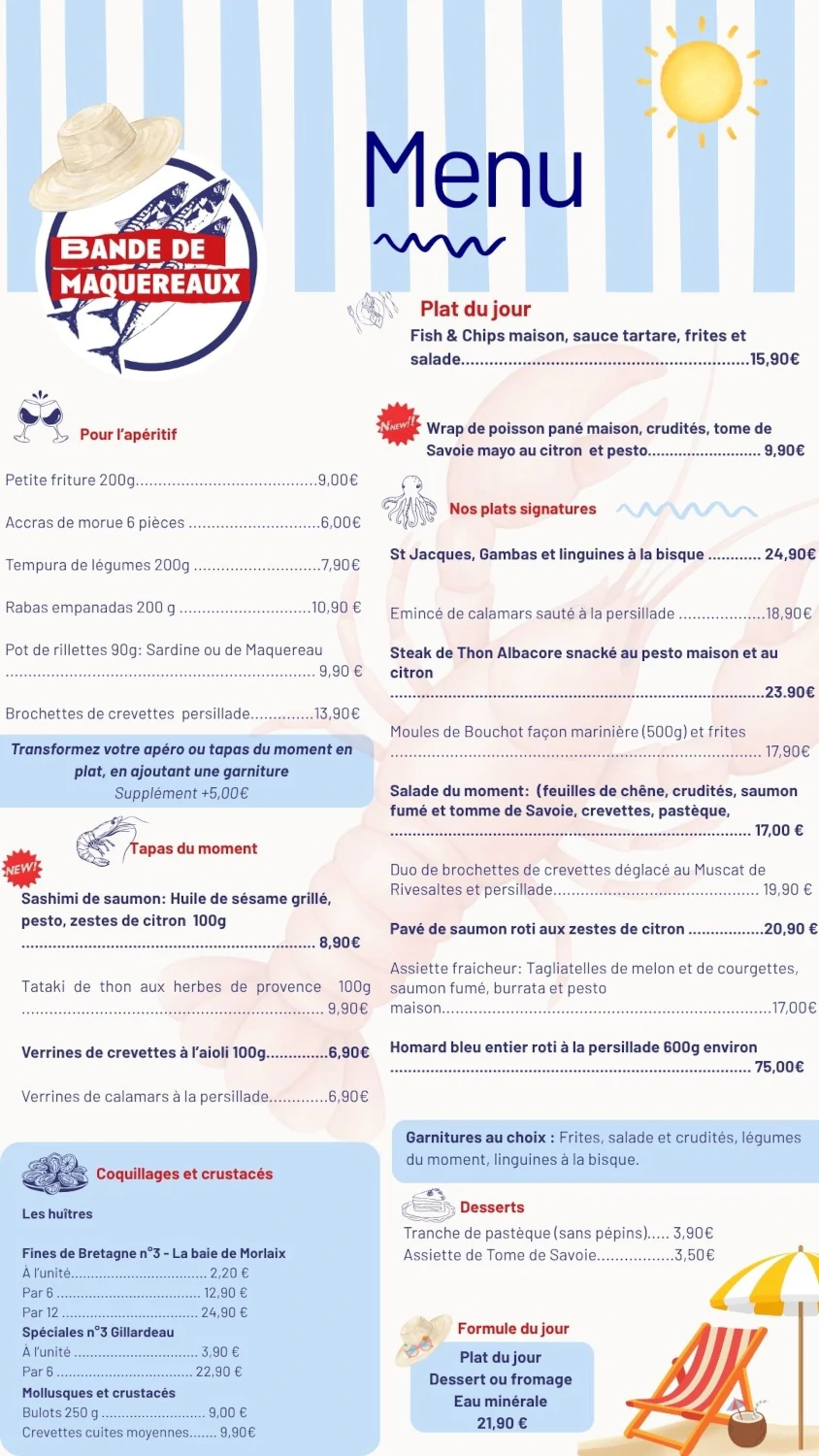 Menu BANDE DE MAQUEREAUX
