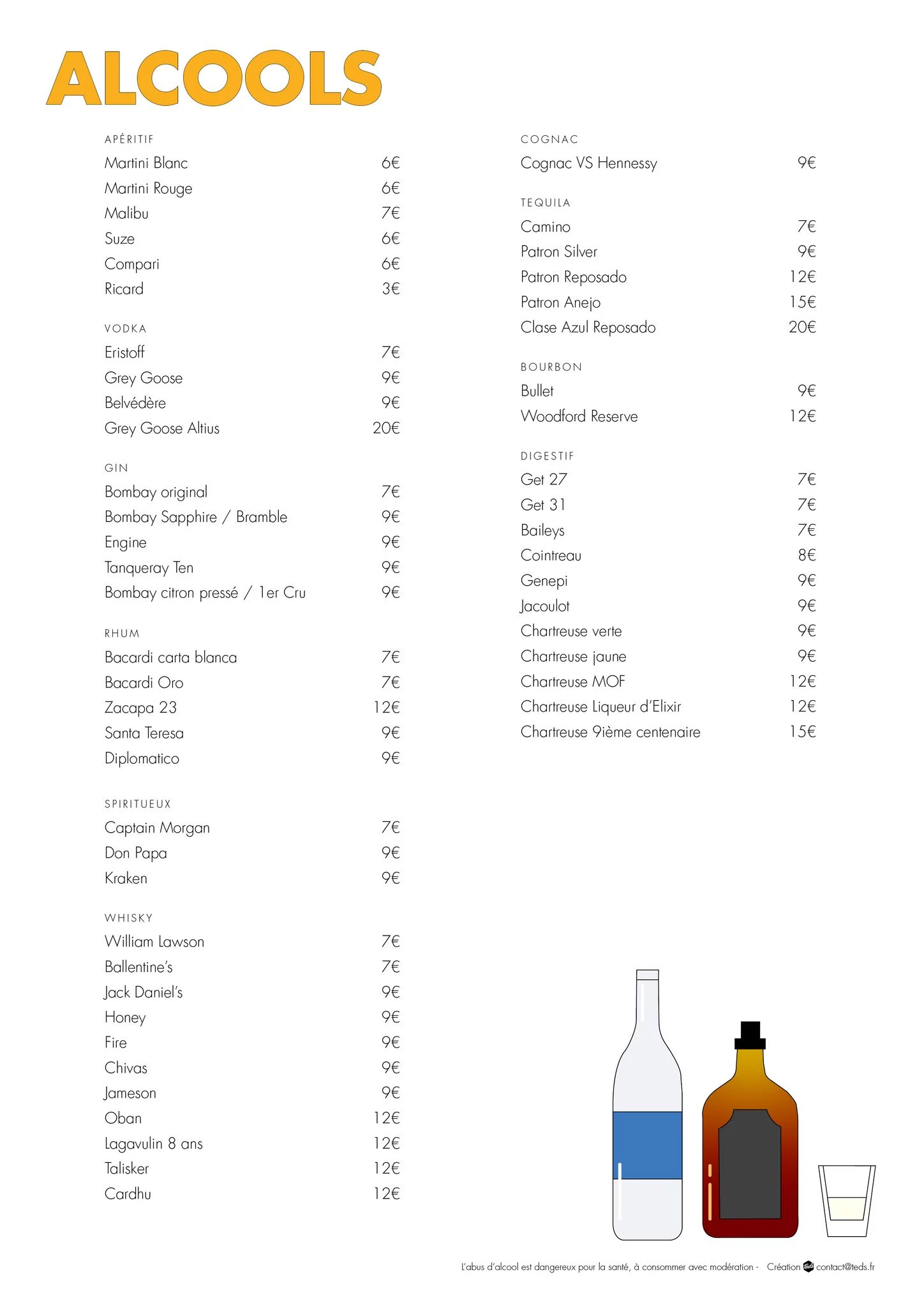Menu Alcools